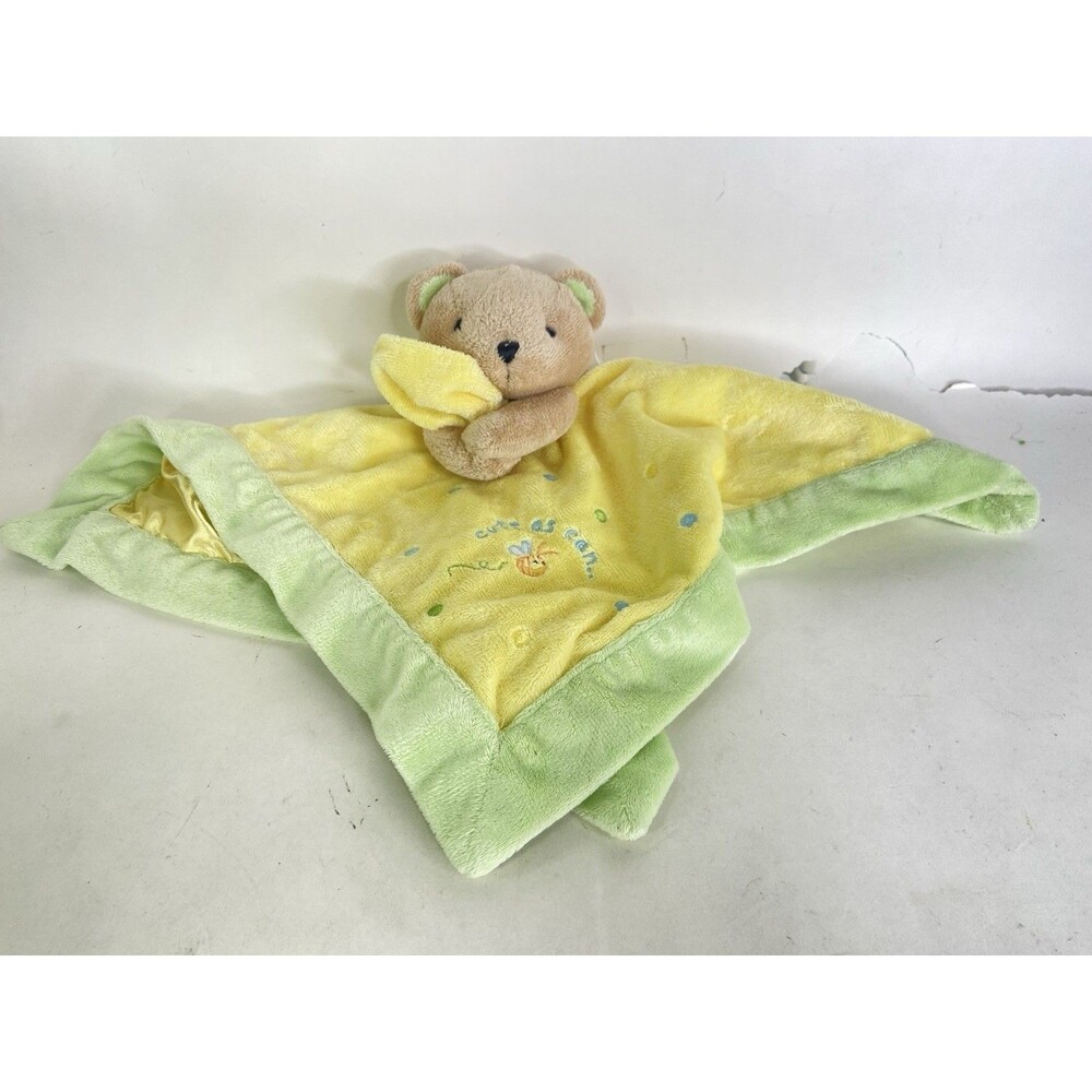 Carter's Just One Year Bear Lovey Security Blanket Yellow Green Cute As Can Bee